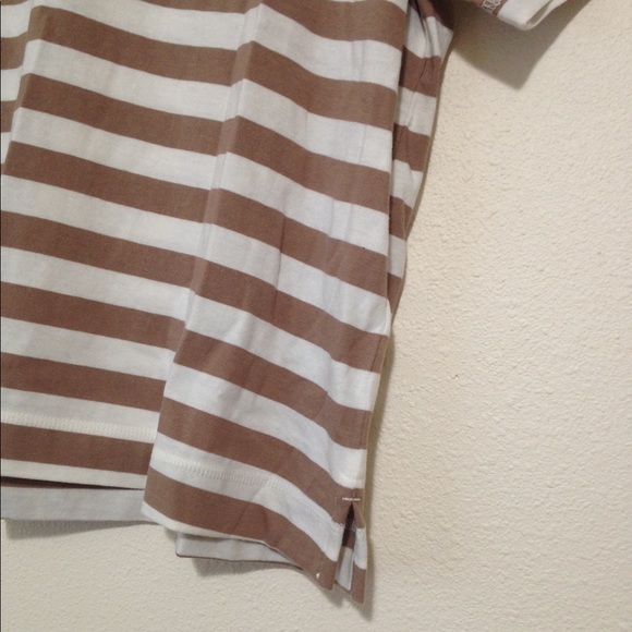 OLD NAVY Brown and White Short-Sleeve Vintage Striped Easy Scoop Neck T-shirt - Picture 5 of 8
